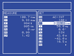 Measurement results and setting values